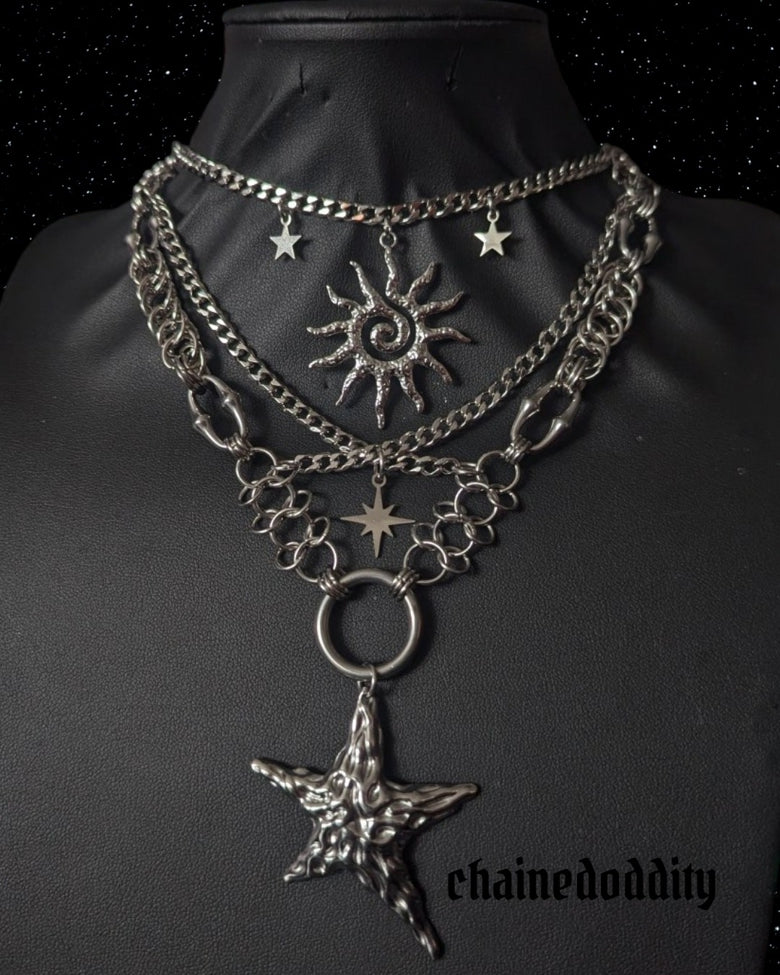 SUN AND STARS CHAINMAIL NECKLACE