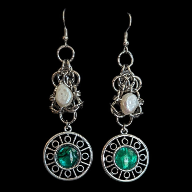 ELVISH PEARL TEAL EARRINGS