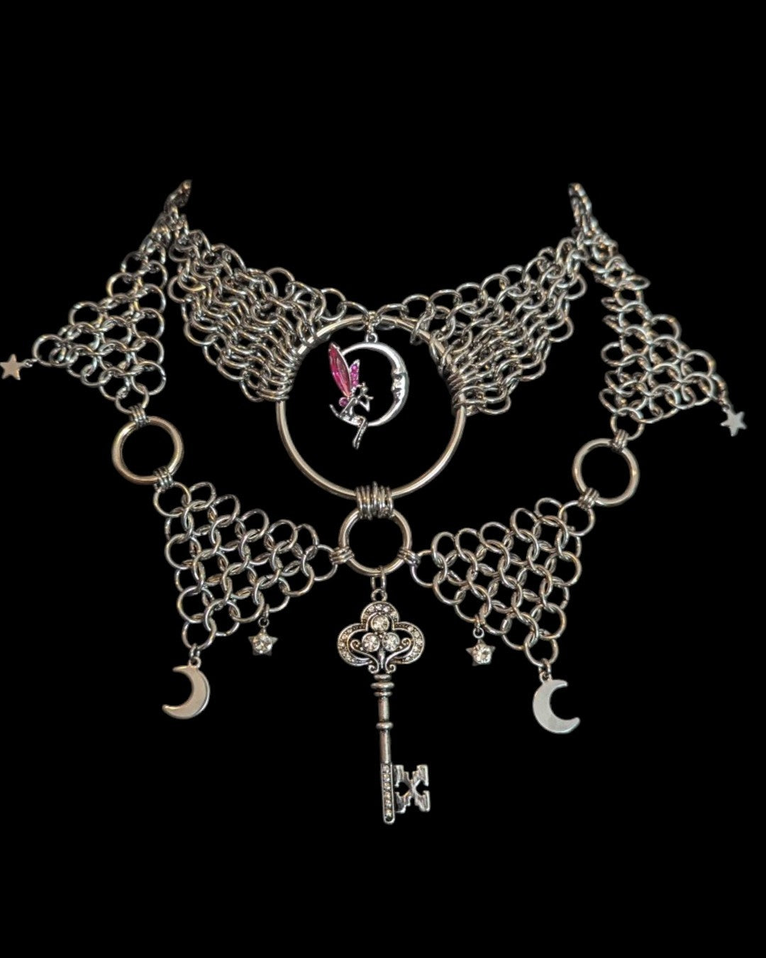 Fairy & Key Layered Chainmail Necklace