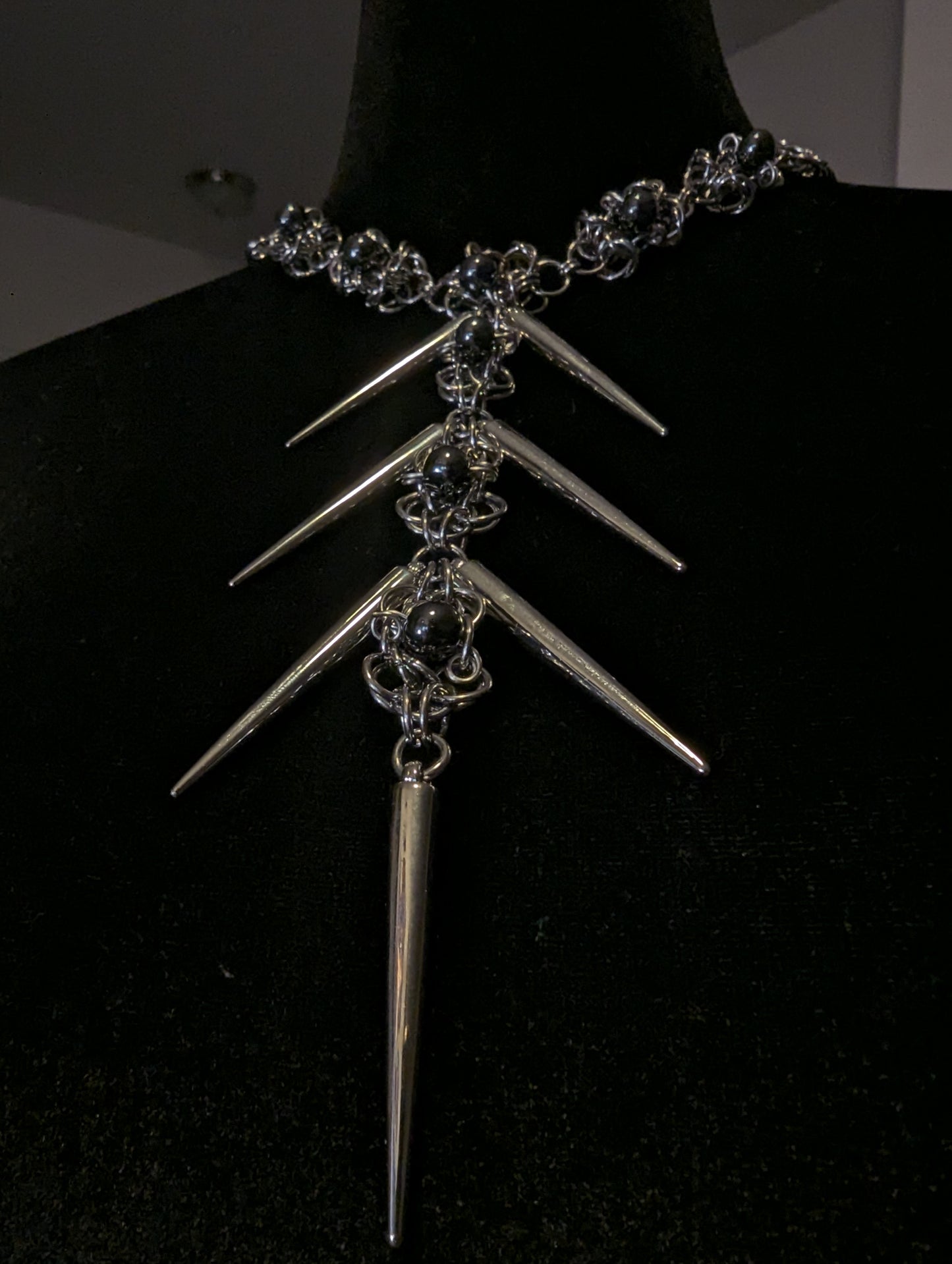 Scorpio Beaded Hematite Chainmail Necklace