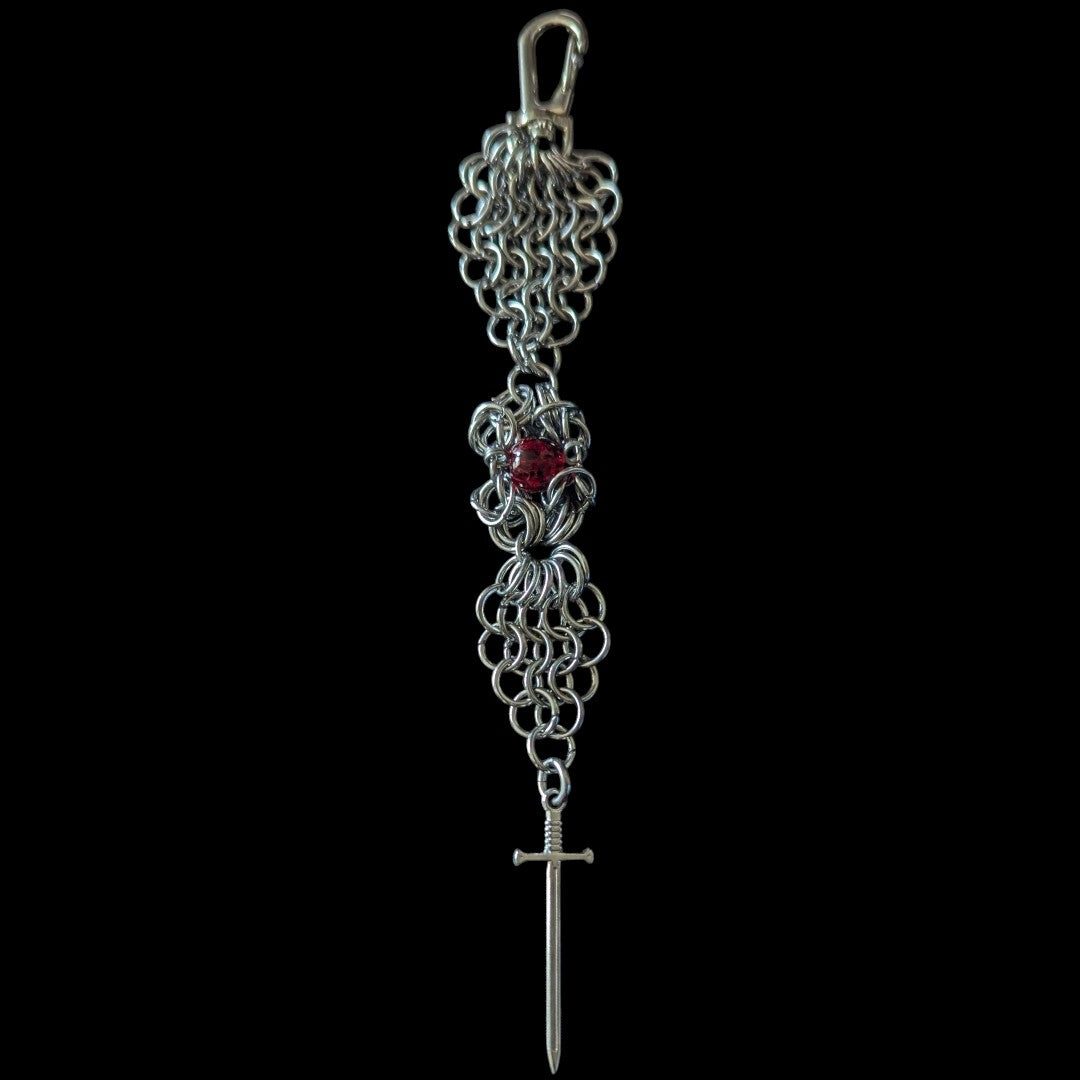 Bloodied Beaded Dagger Chainmail Keychain