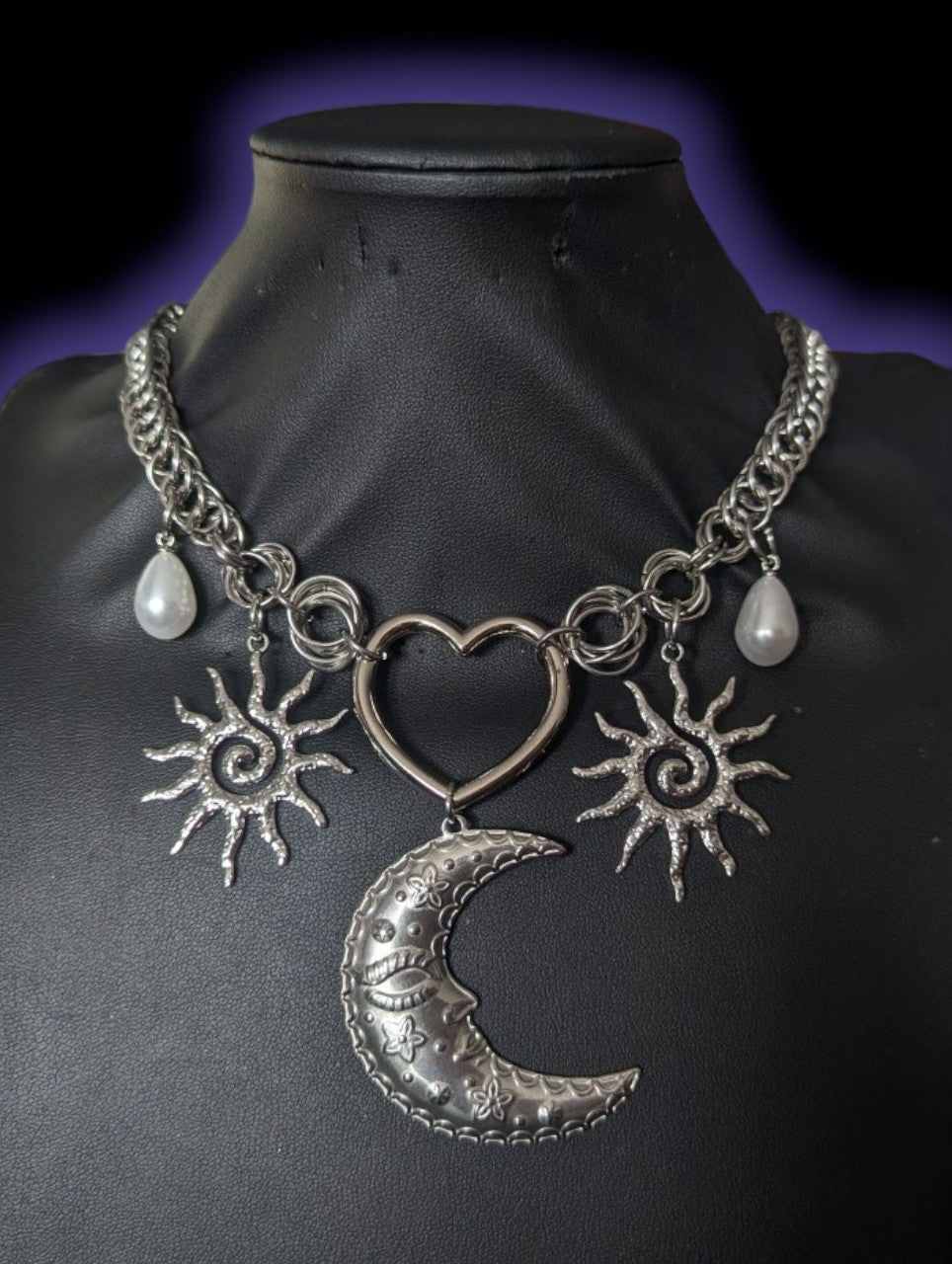 Suns and Moon Chainmail Necklace