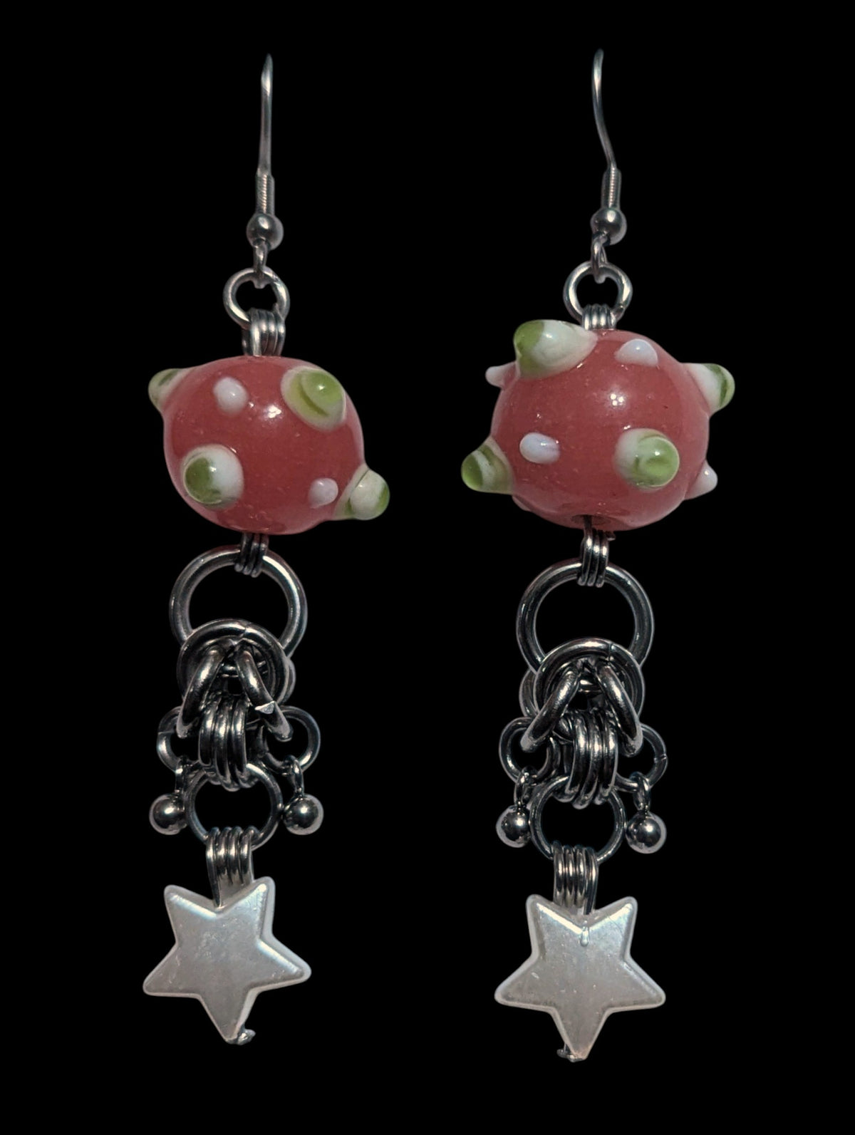 Funky Beaded Chainmail Earrings