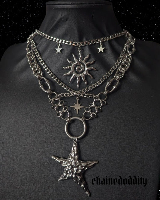 SUN AND STARS CHAINMAIL NECKLACE