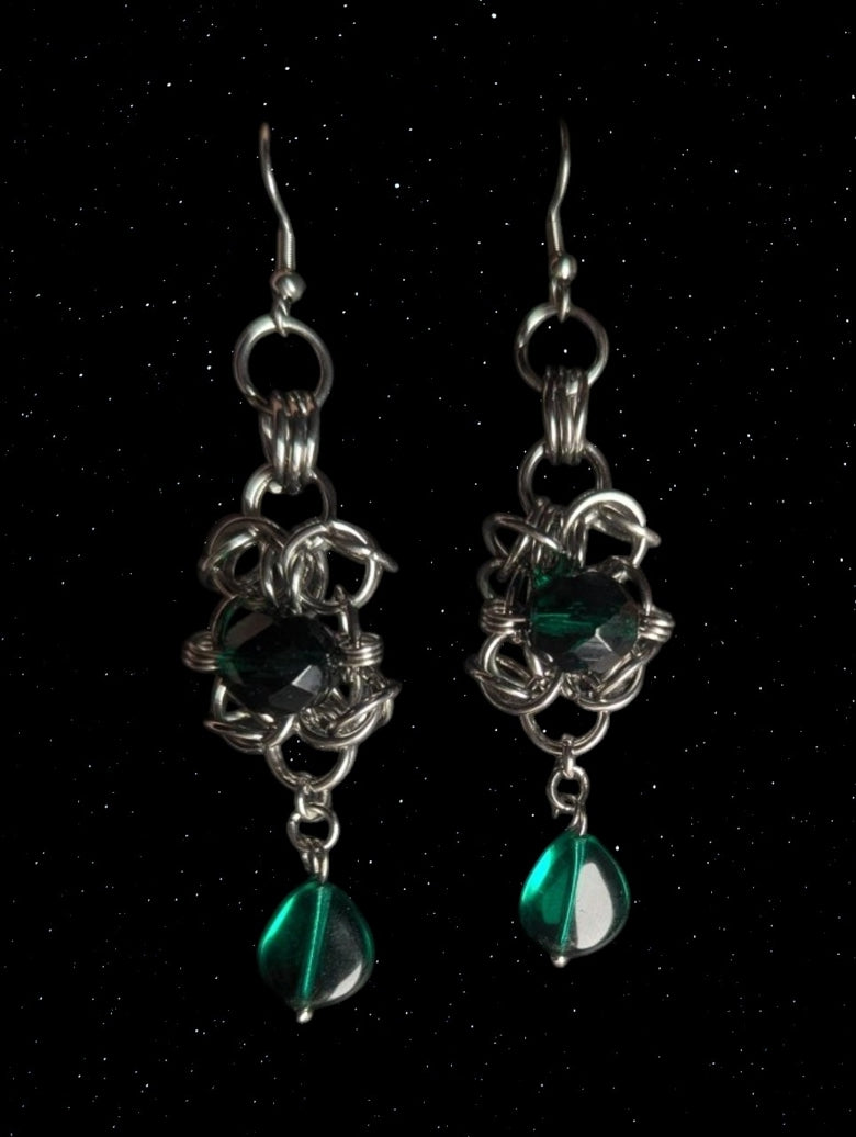 TEAL GLASS EARRINGS