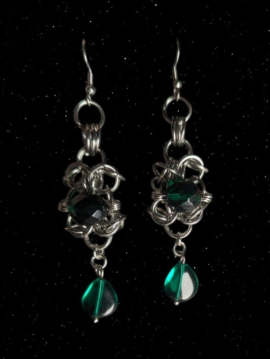 TEAL GLASS EARRINGS