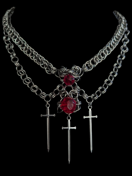 RED WARRIOR CHAINMAIL NECKLACE