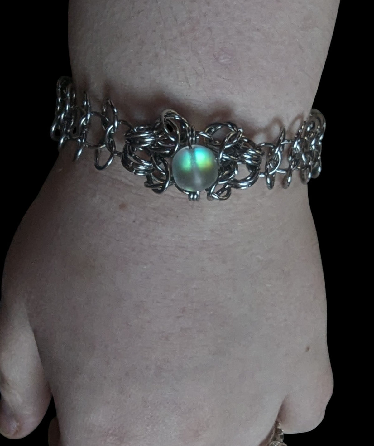 Aura Glass Beaded Chainmail Bracelet