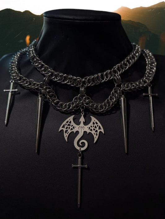 Dragons Wrath Layered Chainmail Necklace
