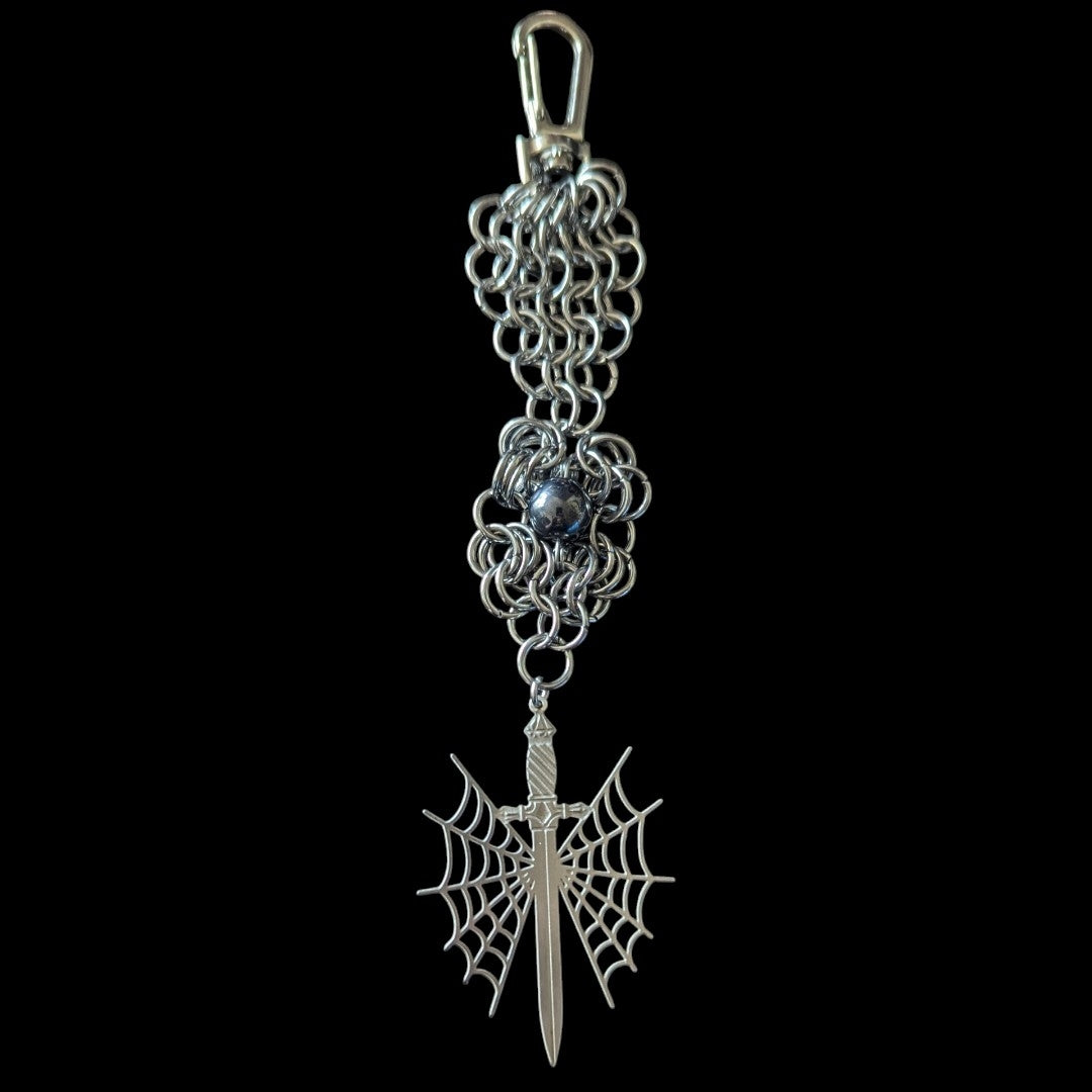 Spider Sword Chainmail Keychain