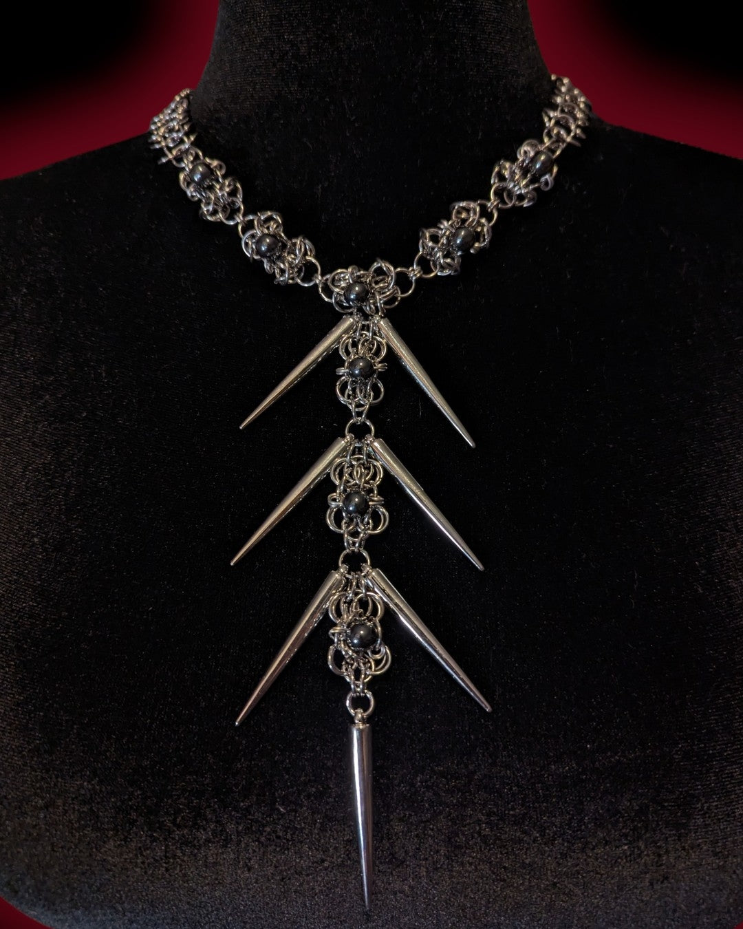 Scorpio Beaded Hematite Chainmail Necklace
