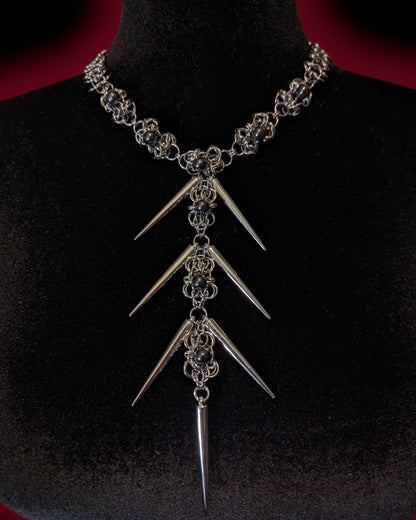 Scorpio Beaded Hematite Chainmail Necklace
