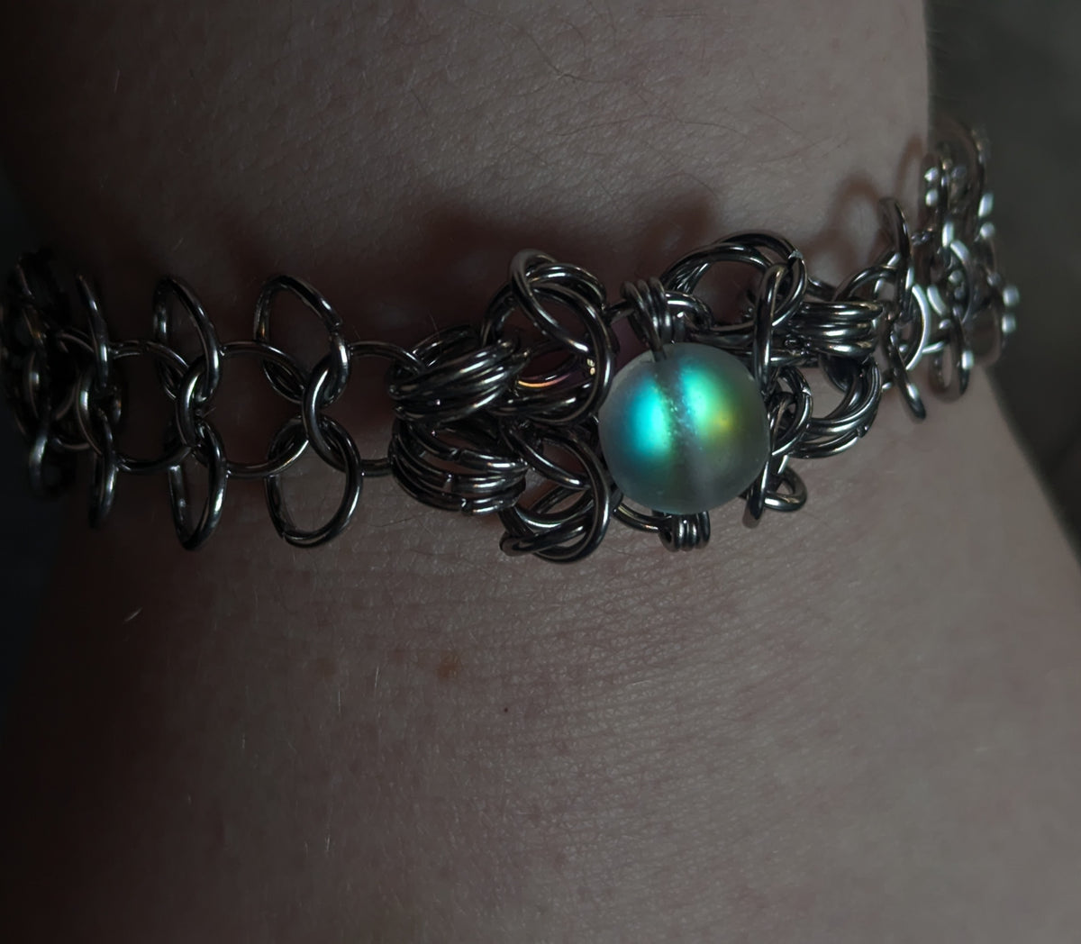 Aura Glass Beaded Chainmail Bracelet