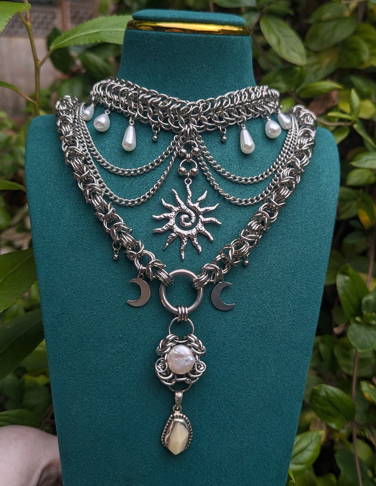 Opal and Pearl Cosmic Dream Chainmail Necklace