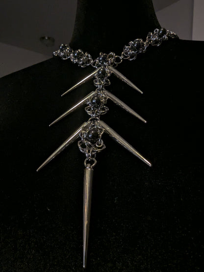 Scorpio Beaded Hematite Chainmail Necklace