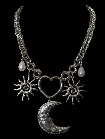 Suns and Moon Chainmail Necklace