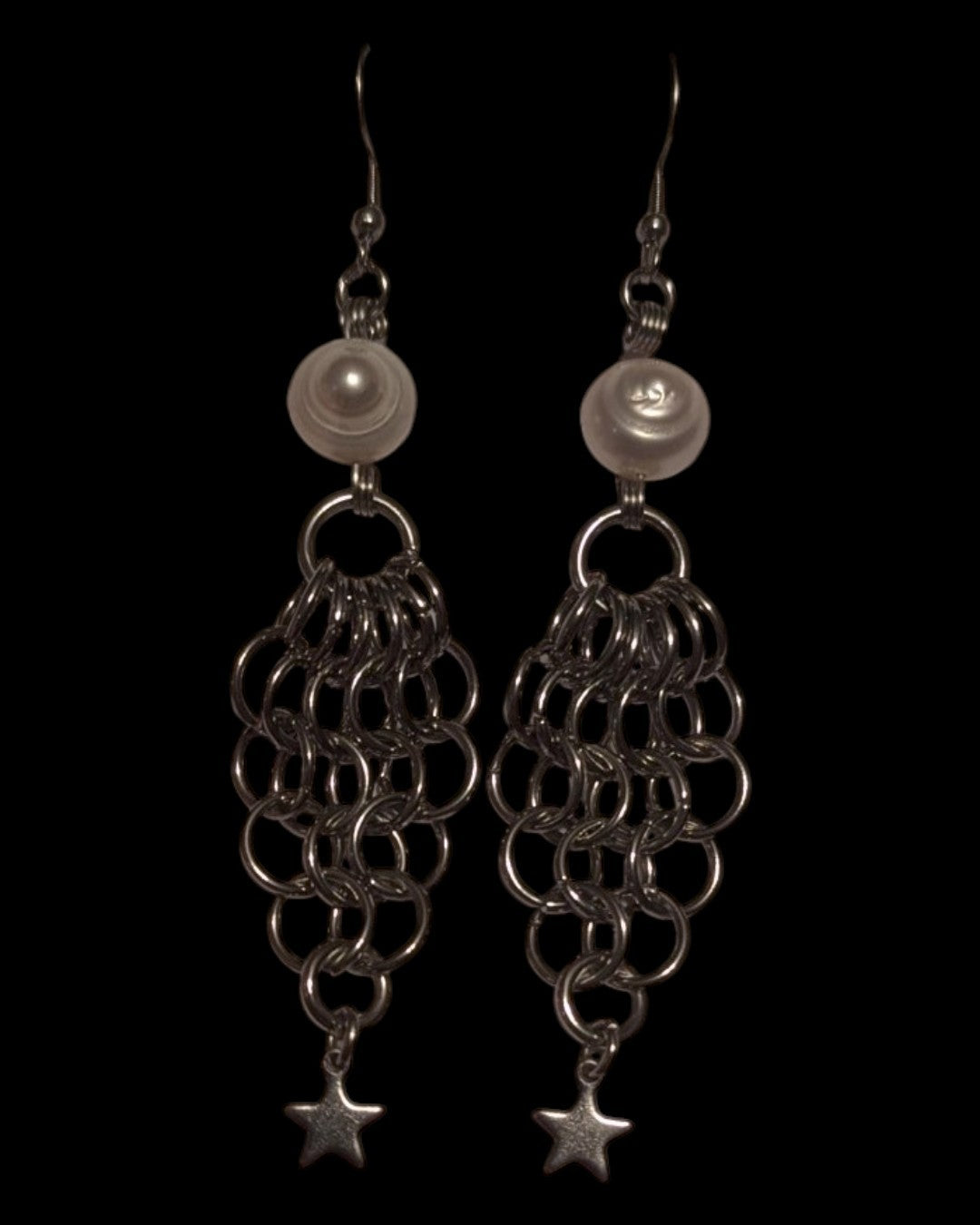 Freshwater Pearl Starfall Chainmail Earrings