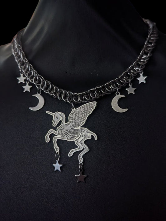 Unicorn Celestial Babe Chainmail Necklace