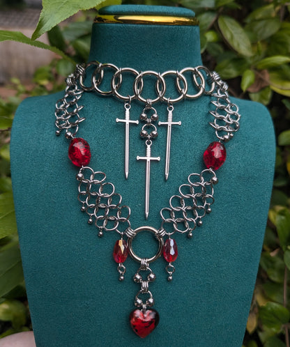 Three of Swords Chainmail Necklace
