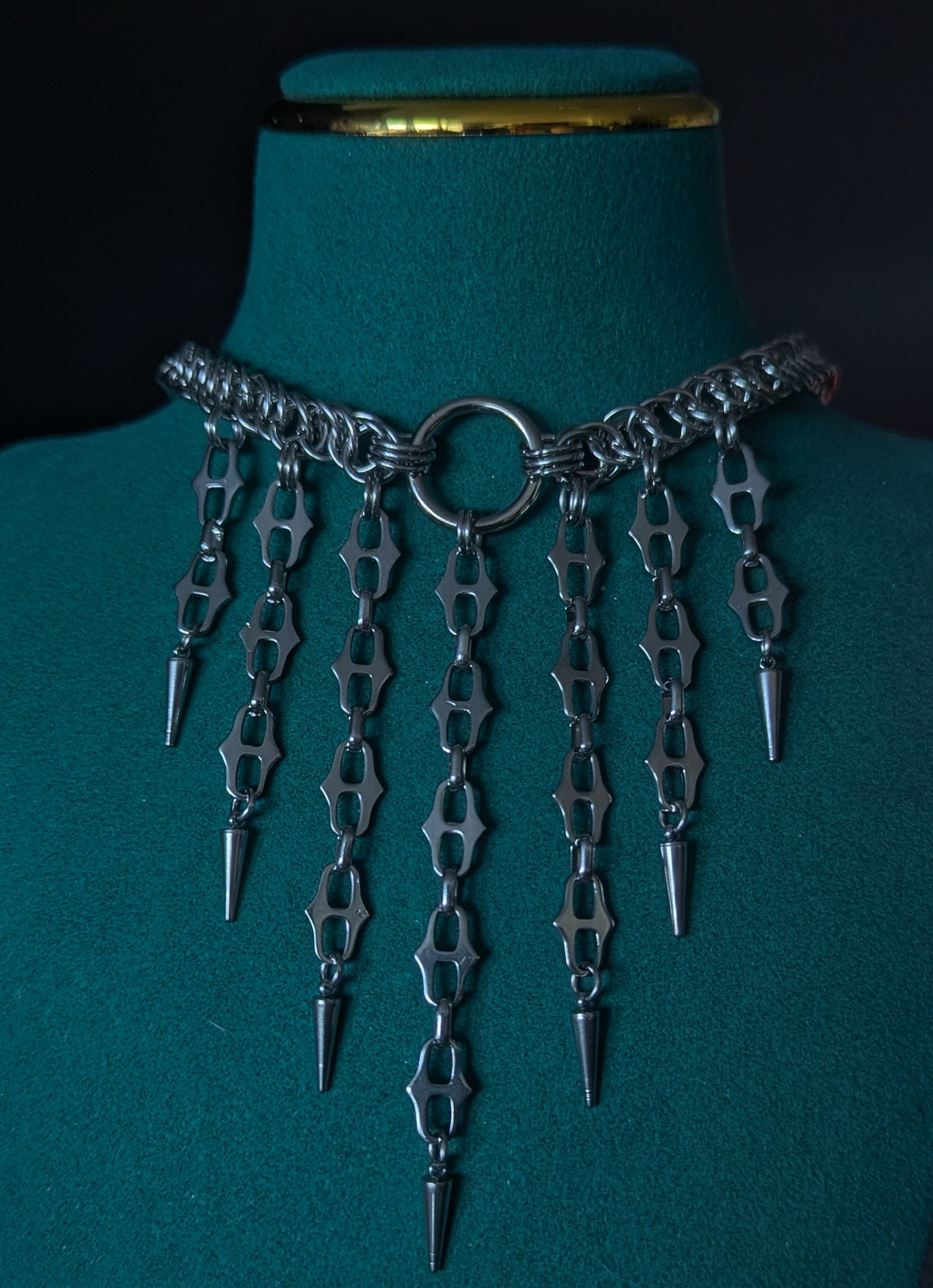 Staggering Spikes Chainmail Necklace (Made Per Order)