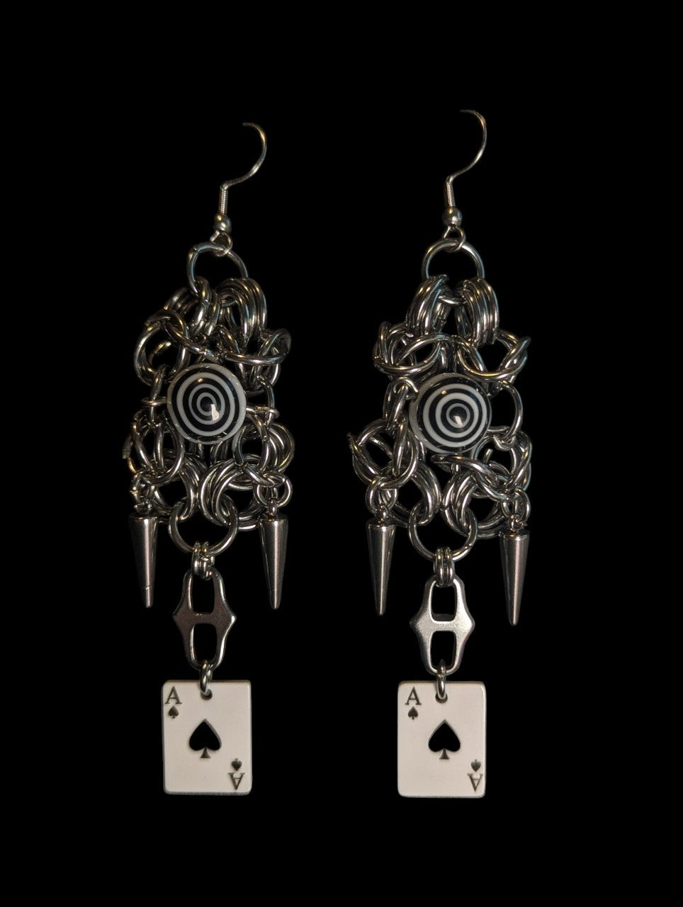 Ace of Spades Chainmail Earrings