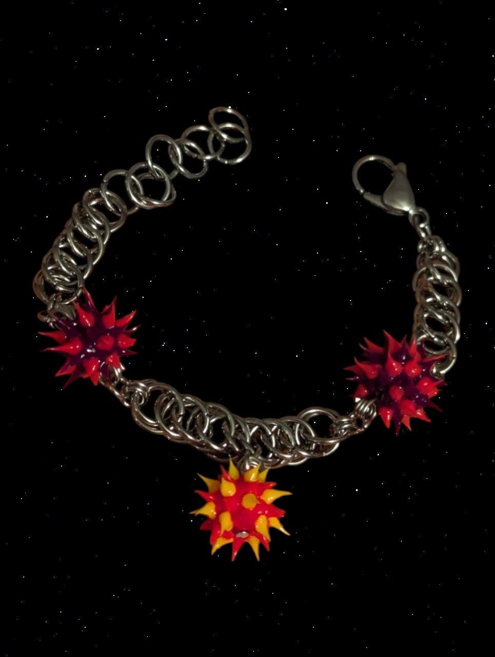 Spikey Rubber Beaded Chainmail Bracelet
