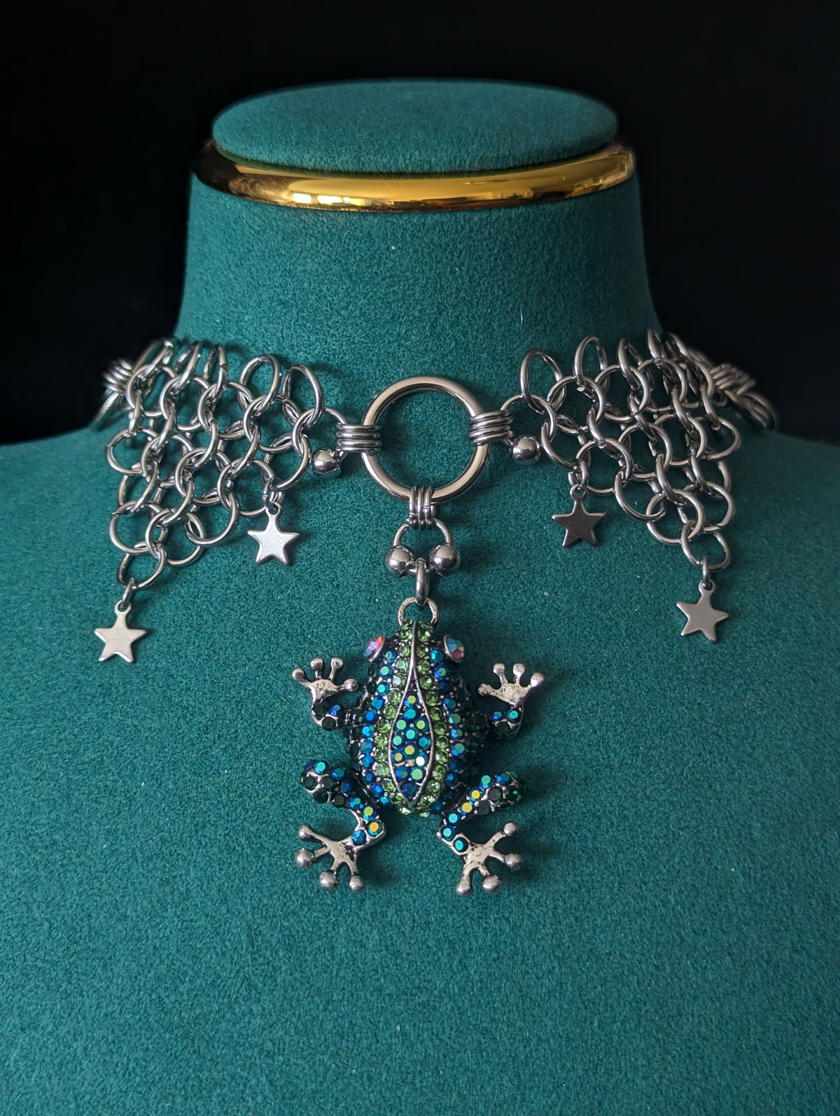 Bedazzled Frog Chainmail Necklace
