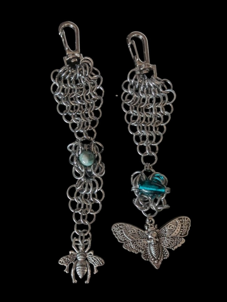 2 Pack Whimsical Nature Themed Chainmail Keychains