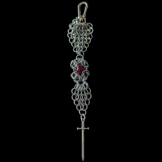 Bloodied Beaded Dagger Chainmail  Keychain