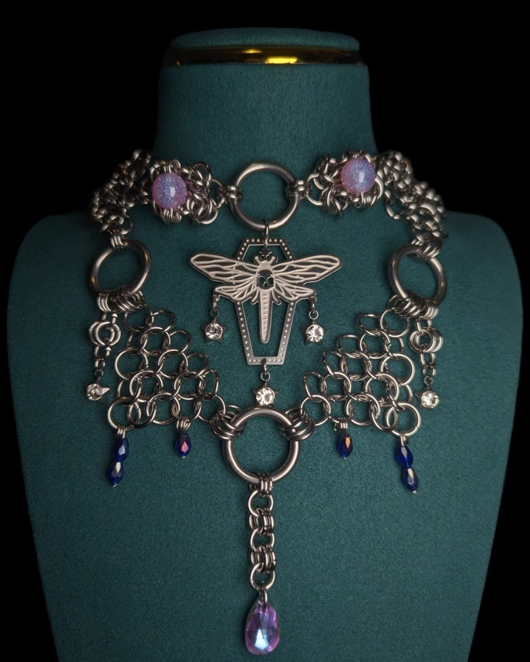 Dragonfly Twinkle Layered Chainmail Necklace