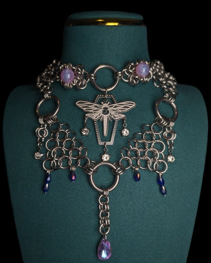 Dragonfly Twinkle Layered Chainmail Necklace