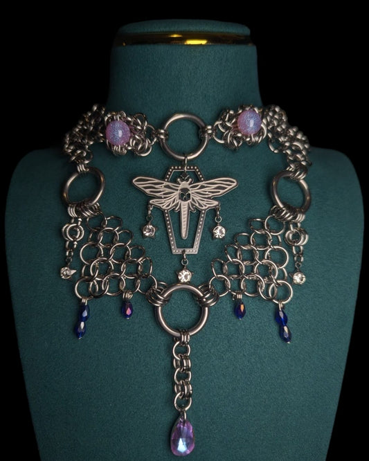 Dragonfly Twinkle Layered Chainmail Necklace