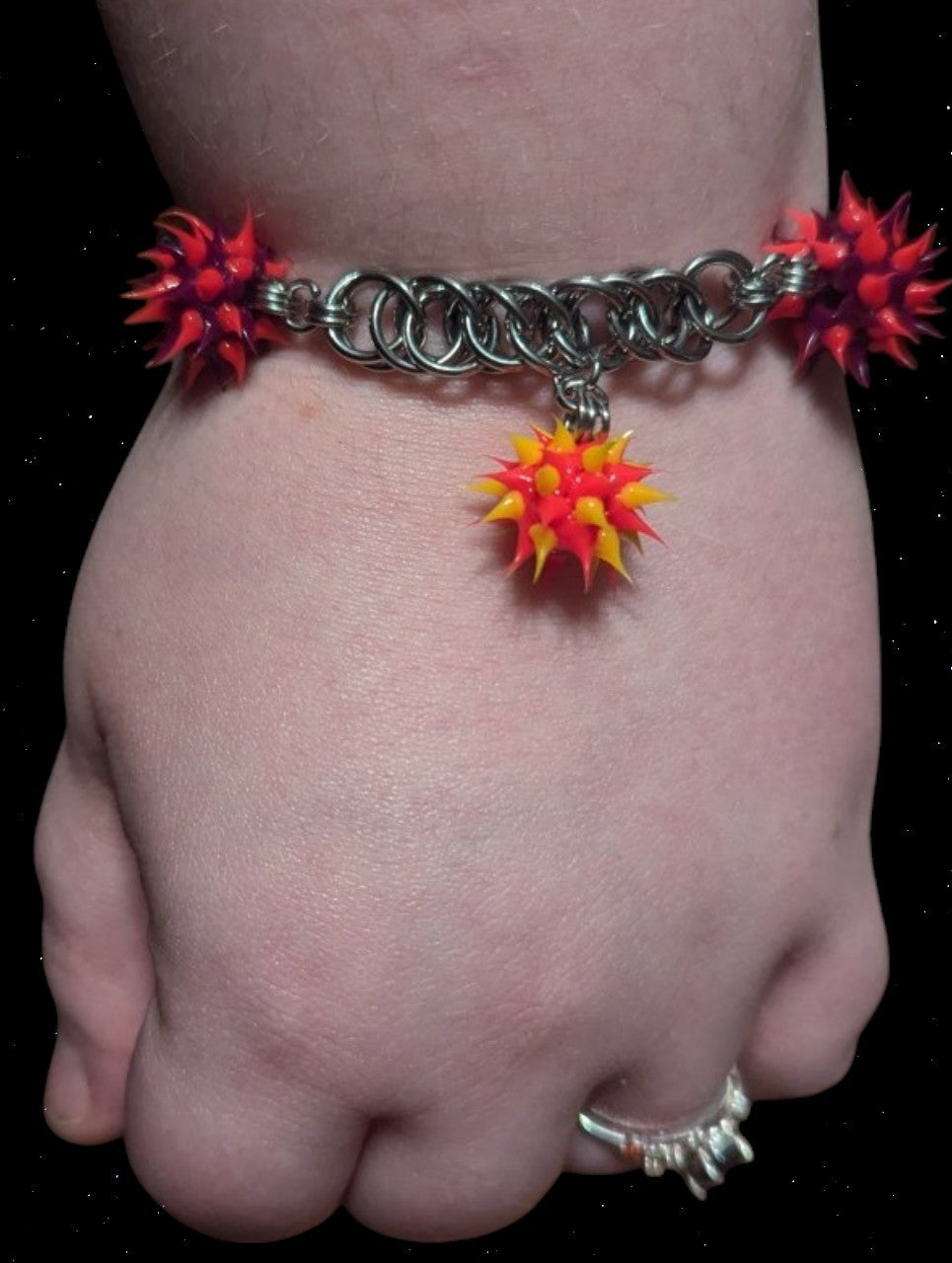 Spikey Rubber Beaded Chainmail Bracelet