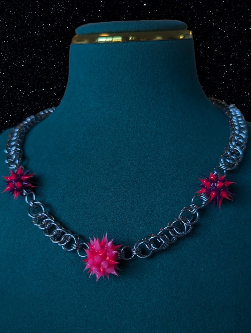 Y2K Spike Ball Chainmail Necklace