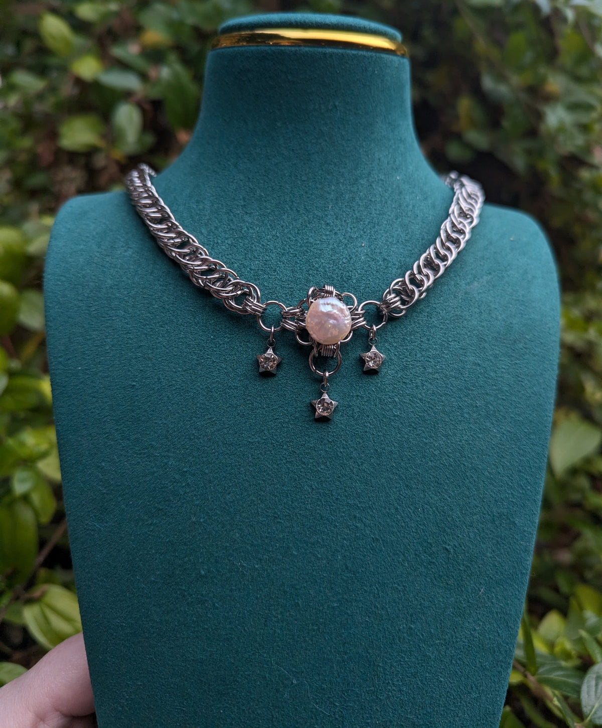 Freshwater Pearl Half Persian Weave Chainmail Necklace