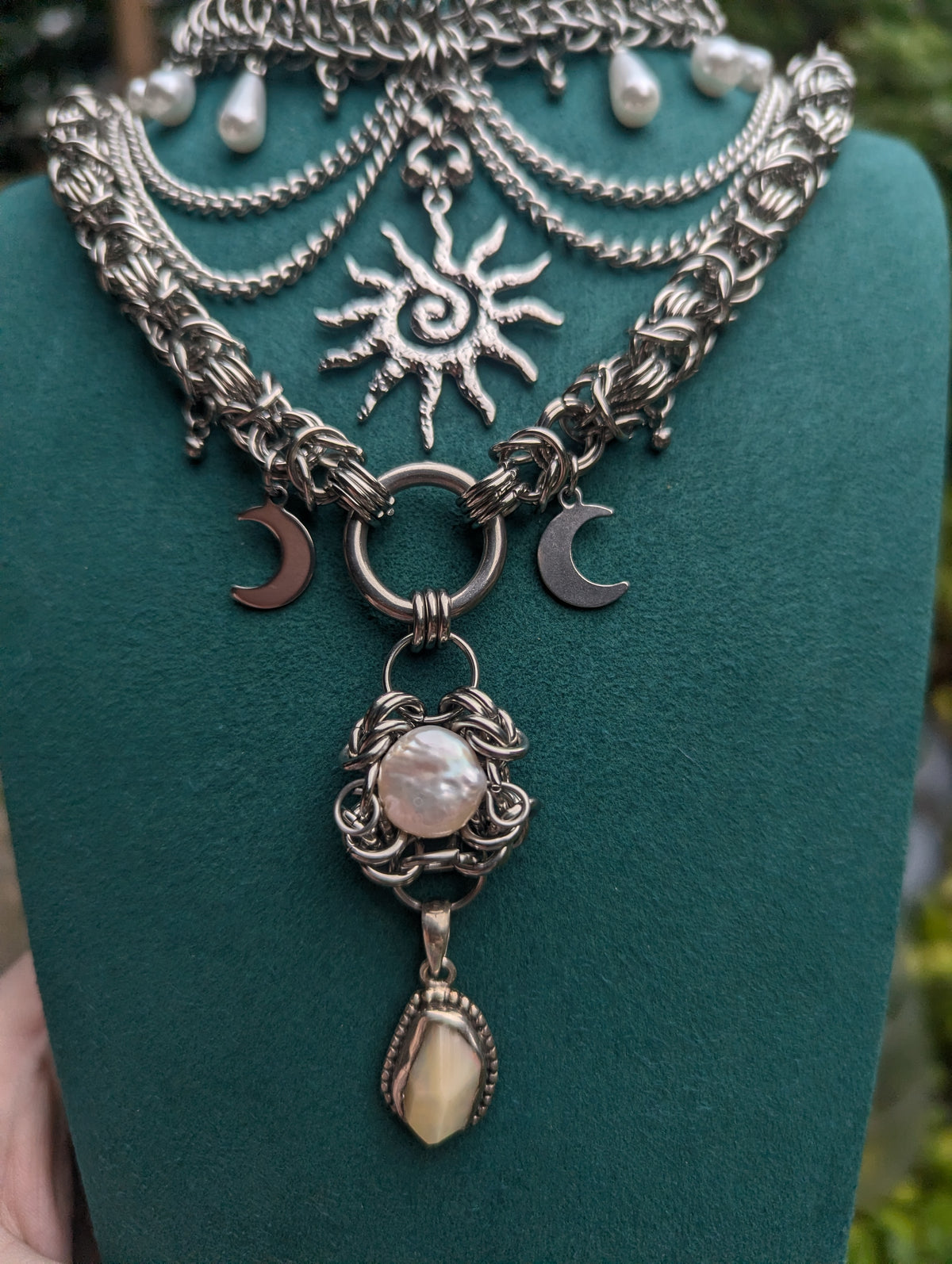 Opal and Pearl Cosmic Dream Chainmail Necklace