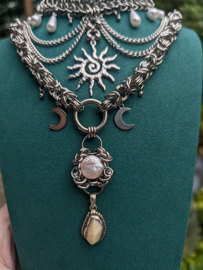 Opal and Pearl Cosmic Dream Chainmail Necklace