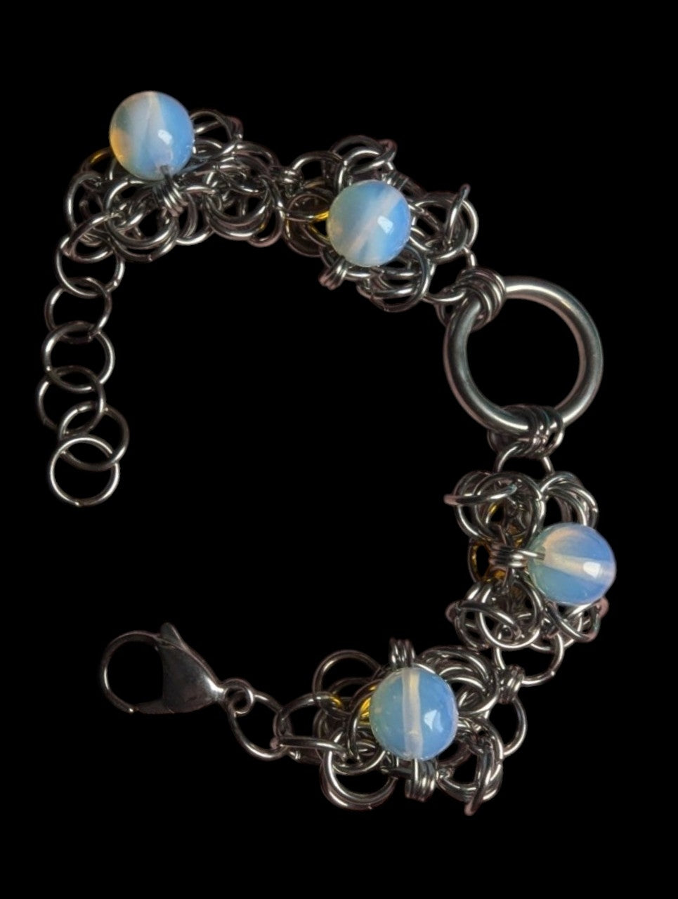 Opalite Beaded Chainmail Bracelet
