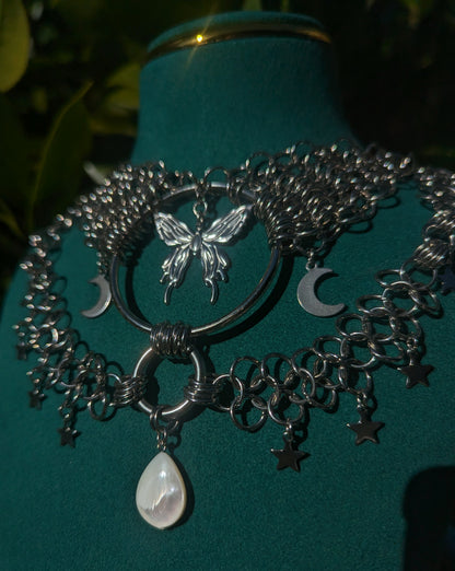 Celestial Butterfly Chainmail Layered Necklace