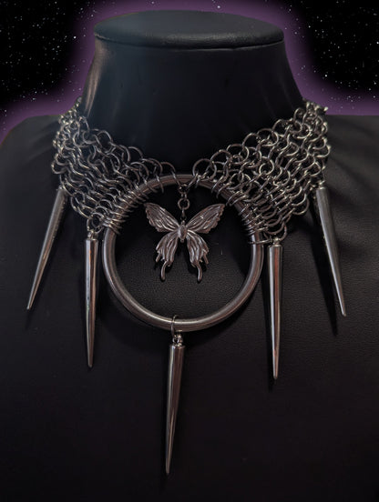 Butterfly and Spikes Chainmail Necklace