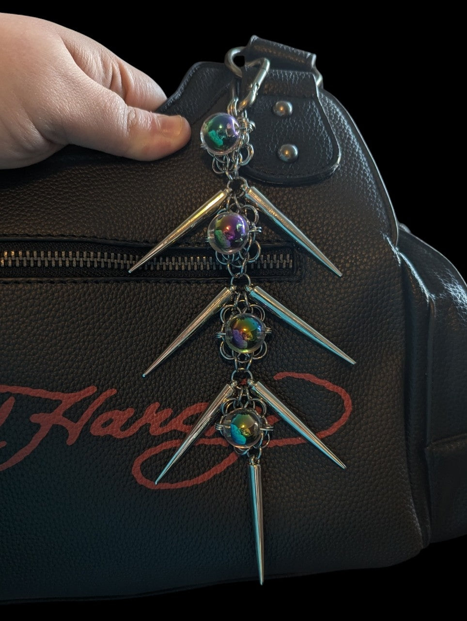 Rainbow Beads Spiked Chainmail Keychain
