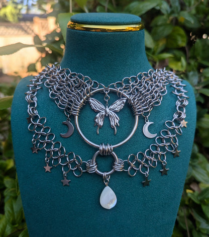 Celestial Butterfly Chainmail Layered Necklace