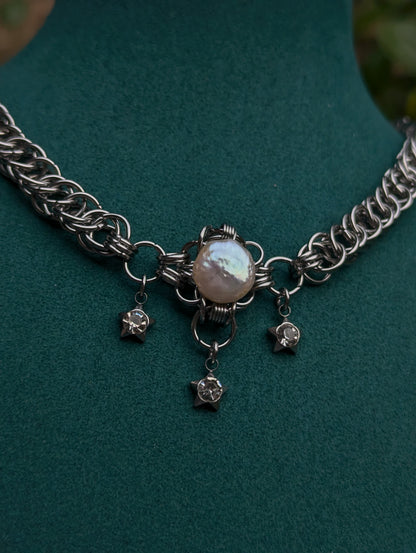 Freshwater Pearl Half Persian Weave Chainmail Necklace