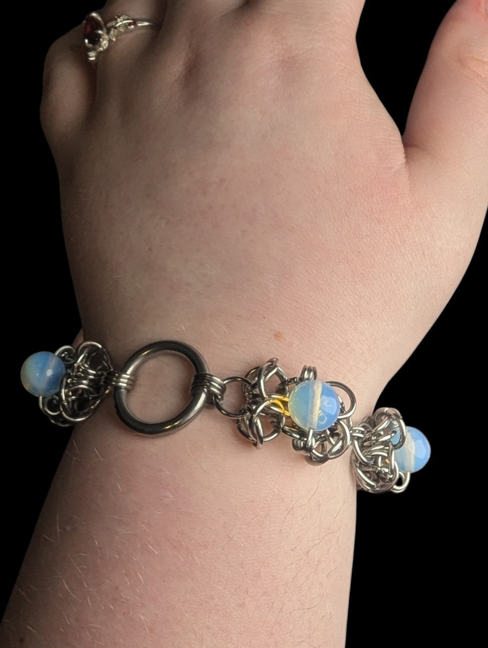 Opalite Beaded Chainmail Bracelet