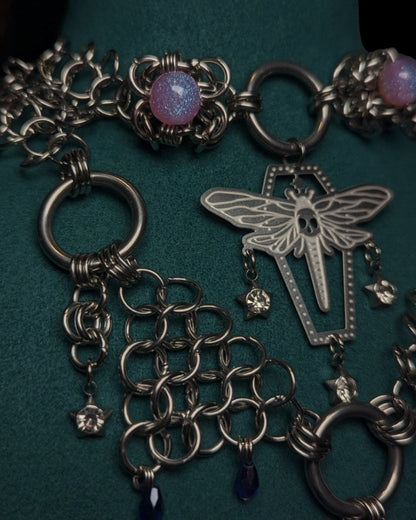 Dragonfly Twinkle Layered Chainmail Necklace
