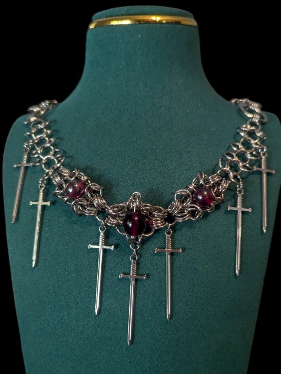 Vampire Slayer Red Beaded Chainmail Necklace