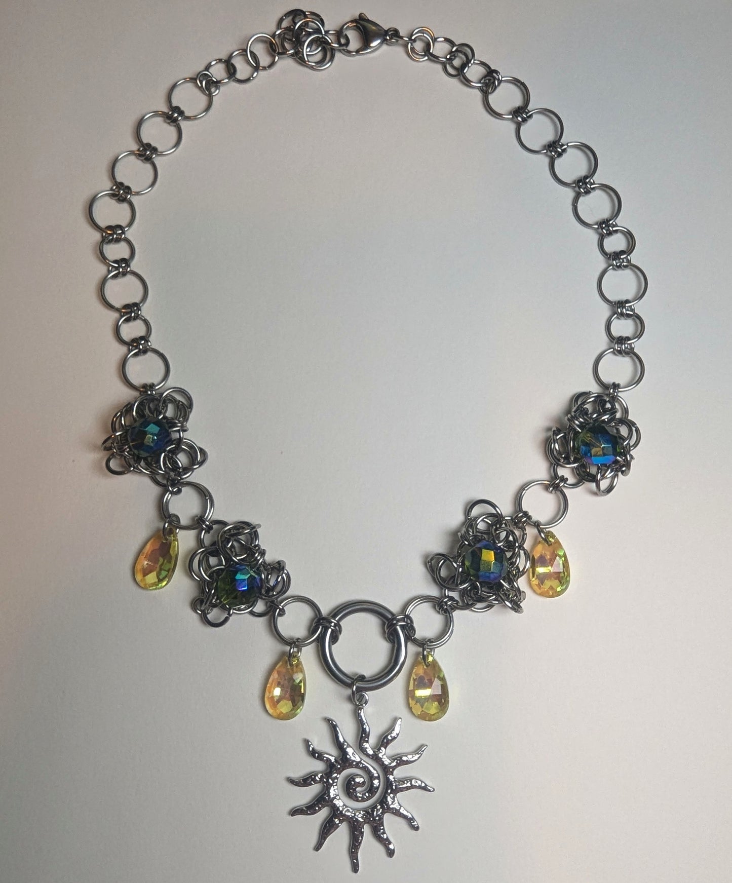 Sunshine Beaded Chainmail Necklace