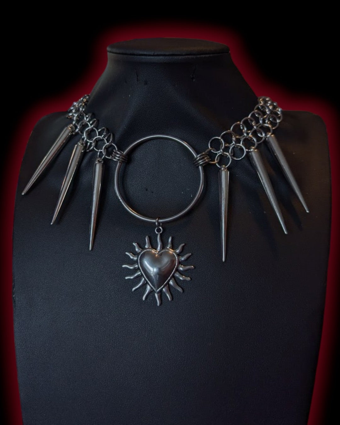Spiked Heart Chainmail Necklace