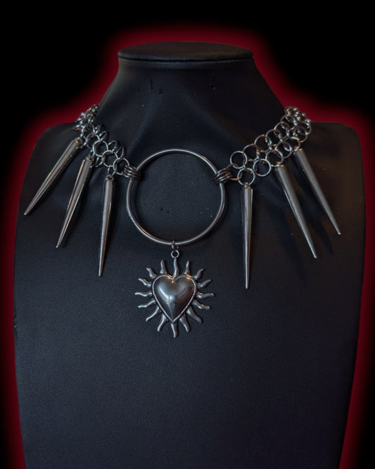 Spiked Heart Chainmail Necklace