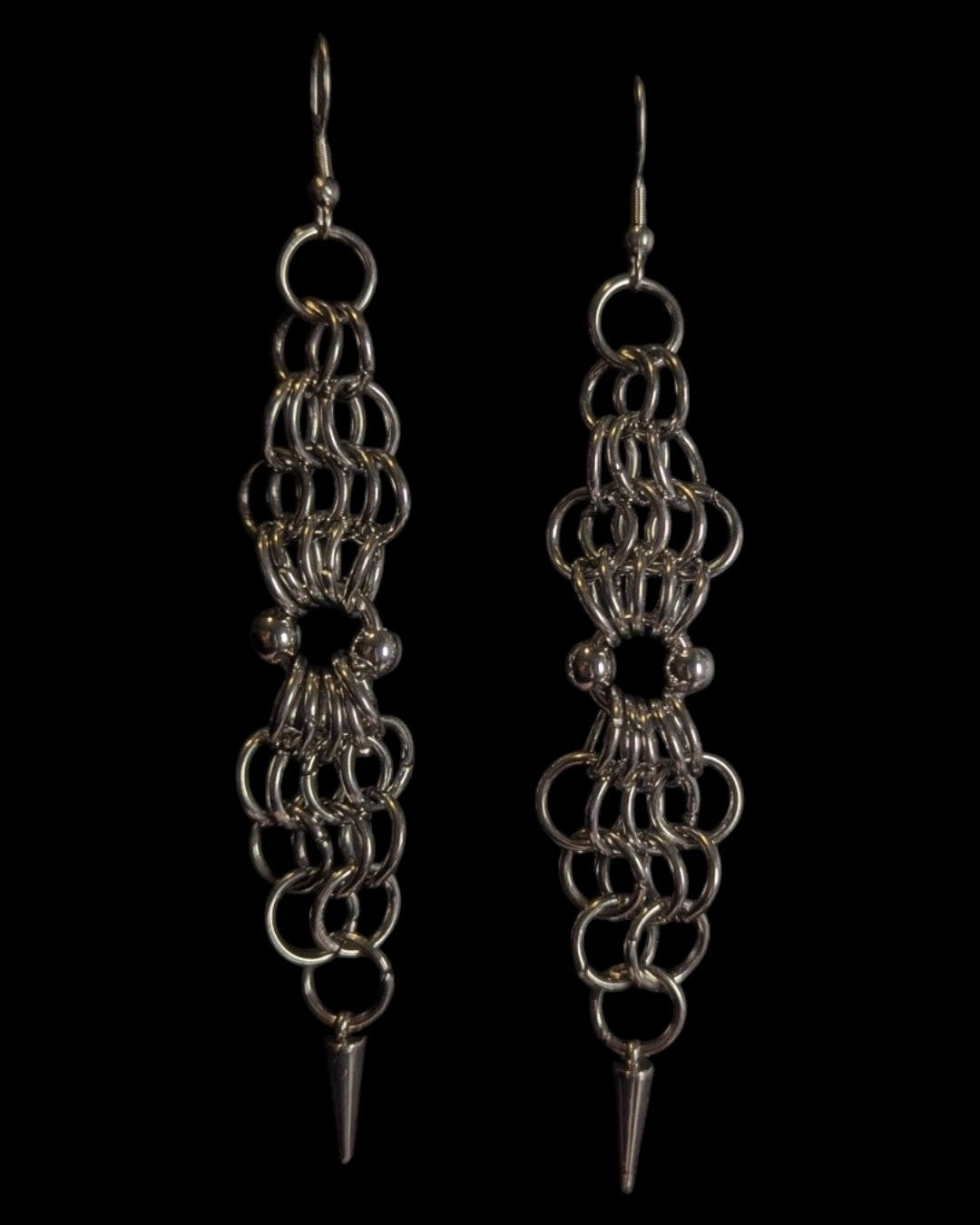 Dangling Spikes Chainmail Earrings
